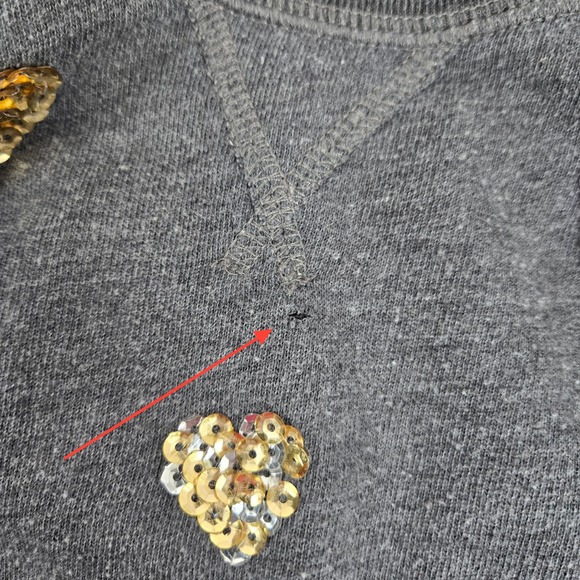 Abercrombie & Fitch Sweatshirt Heart Sequin Gray XS Cute Sparkly Bing Retro Y2K - Picture 7 of 10